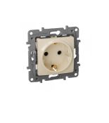 (672322) ETIKA Розетка 2К+З зі шторками Слонова кістка, Legrand