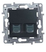 (672652) ETIKA Розетка RJ11+RJ45 кат 5 UTP Антрацит, Legrand