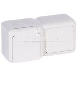 (782371) Forix Вимикач+розетка 2К+З зі шторками IP44 Білий, Legrand