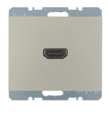 (3315431404) HDMI-розетка, підключення сзаду під кутом 90град., алюміній S.1, Hager