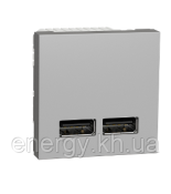 (NU341830) Розетка USB подв. 2.1А 2 модуля алюм