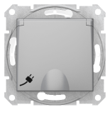 (SDN3100360) РОЗЕТКА IP44 З КРИШК. І ШТОРК. АЛЮМ.