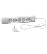 (ST945U1WA) Подовж 5 роз. з заз+2*USB алюм/біл 1.5 м