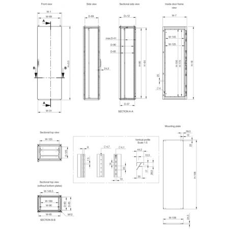 MCS20048R5  Шафа підлогова 1-дверна 2000х400х800 без монтажних і донних панелей