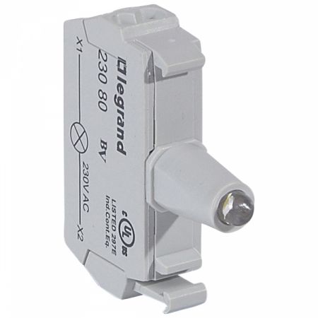 (23070) Osmoz Бл-конт. пруж.кл.130В LED Біл, Legrand