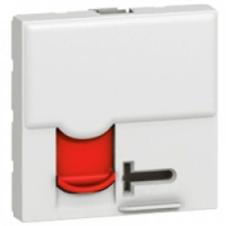 (76594) MOSAIC Розетка інформаційна (з ключом) RJ45 UTP кат.6 LCS²(2 модуля), колір Білий з Червоною шторкою, Legrand