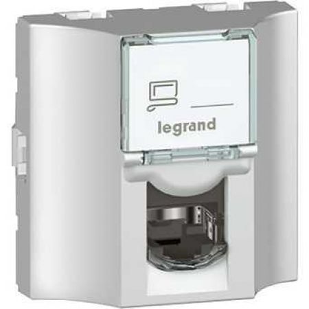 (78620) MOSAIC Розетка інформаційна прохідна RJ45 Кат.6 UTP, 8 контактів (2модуля), колір Білий, Legrand