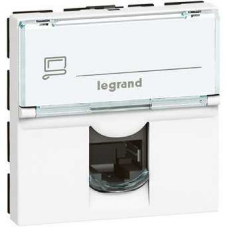 (79464) MOSAIC Розетка інформаційна RJ45 UTP кат.6 LCS²(2 модуля), колір Алюміній, Legrand