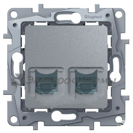 (672455) ETIKA Розетка 2хRJ45 Кат 5е UTP, колір Алюміній, Legrand