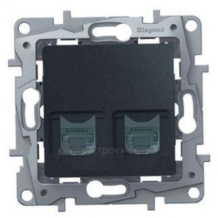 (672652) ETIKA Розетка RJ11+RJ45 кат 5 UTP Антрацит, Legrand
