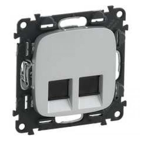 (753943) Valena ALLURE Розетка подвійна RJ45 Кат.6 UTP Алюміній, Legrand