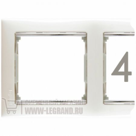 (770494) Valena Рамка 4 Пости Горизонтальна / Вертикальна Білий/Срібло , Legrand