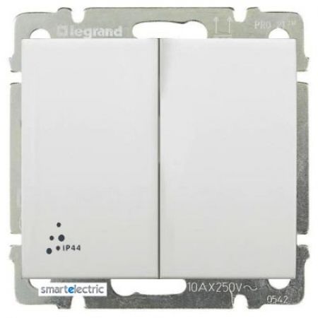 (771022) Galea Life Перемикач на два напрями вологозахищений (IP44) 10АХ, 250В ~ ; 2-клавішний, Білий, Legrand
