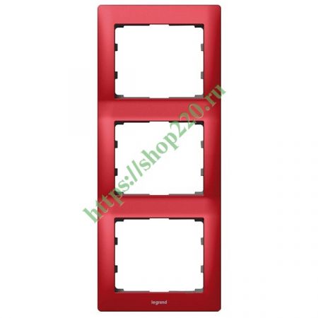 (771907) Galea Life Рамка 3 Пости Вертикальна; колір Metal Magic Red, Legrand
