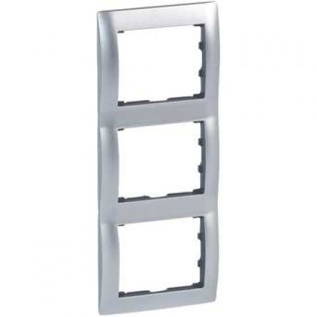(771957) Galea Life Рамка 3 Пости Вертикальна; колір Metal Brushed Aluminium, Legrand