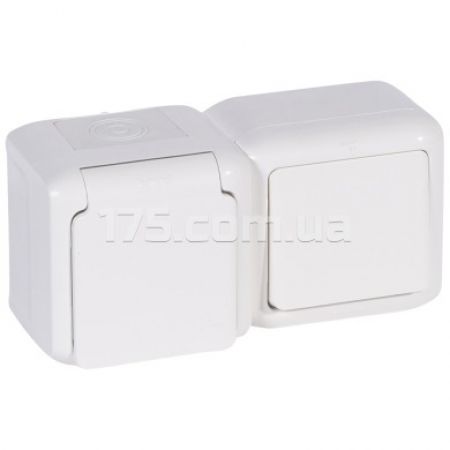 (782371) Forix Вимикач+розетка 2К+З зі шторками IP44 Білий, Legrand
