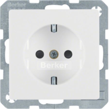 (47236089) Розетка з з/к, зах.контактів, 16А/250В, пол.білизна, Q.х, Hager