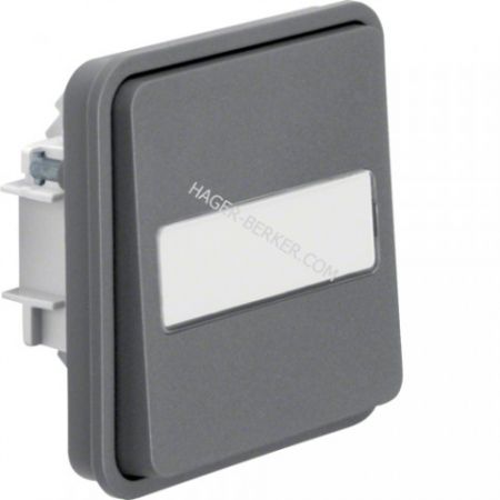 (50413515) Вставка кнопки з полем д/надпису, IP55, сіра, 10АX/250В W.1, Hager