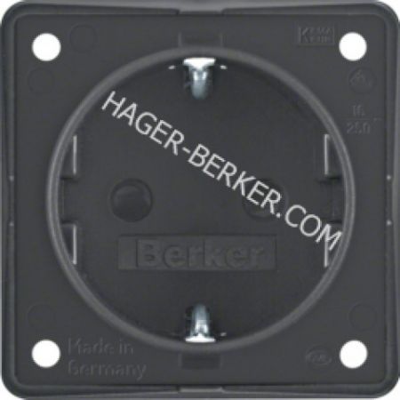 (947792505) Розетка з з/к, зах.контактів, антрацит, 16А/250В, Integro, Hager