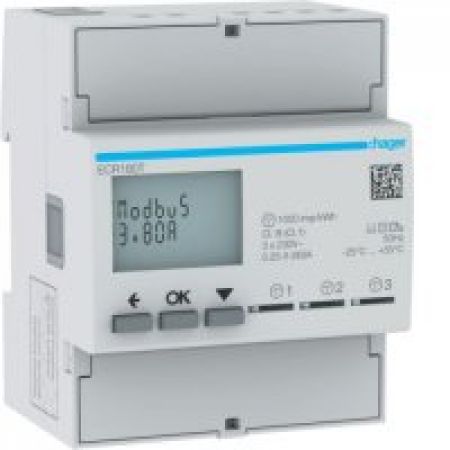 (ECR380D) Лічильник 3-фазний прямого підключення 80А, 4М, MODBUS MID, Hager