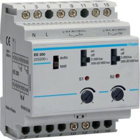 (EE200) Сутінкове реле, 2-канальне, 230В /16А, Hager