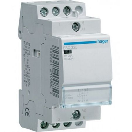 (ESC326S) Контактор безшумний 25A, 3НЗ, 230В, Hager