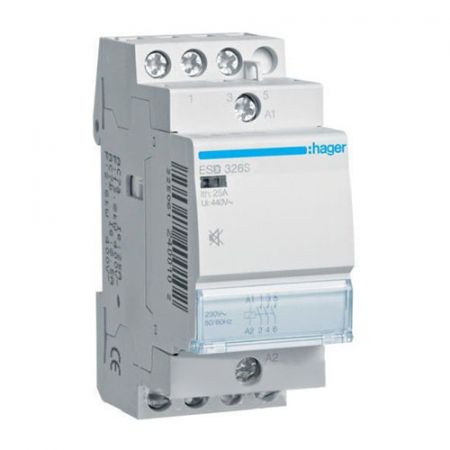 (ESD326S) Контактор безшумний 25A, 3НЗ, 24В, Hager