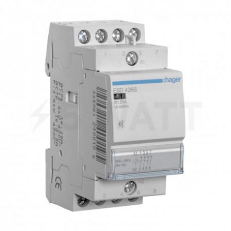 (ESD426S) Контактор безшумний 25A, 4НЗ, 24В, Hager