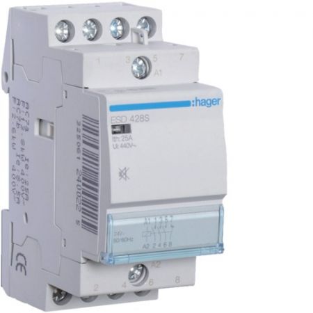 (ESD428S) Контактор безшумний 25A, 3НВ+1НЗ, 24В, Hager