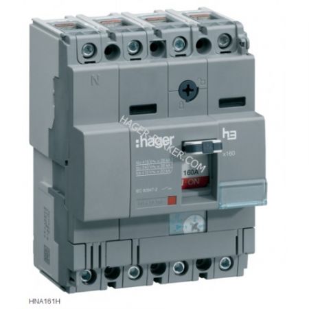 (HNA161H) Автоматичний вимикач x160, In=160А, 4п, 40kA, Трег./Мфікс. , Hager