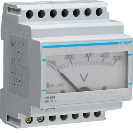 (SM500) Вольтметр аналоговий 0-500В, Hager