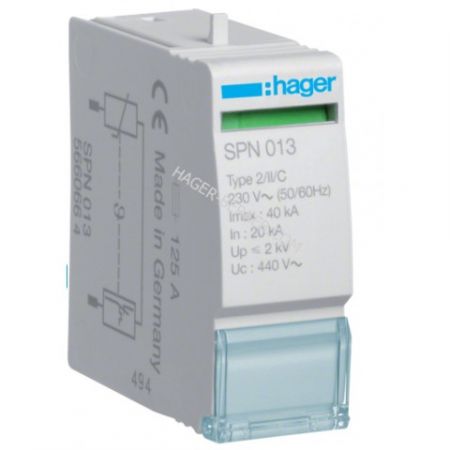 (SPN013) Вставний модуль для розрядника, 1п, 40kA, 400В, Up=2kB , Hager