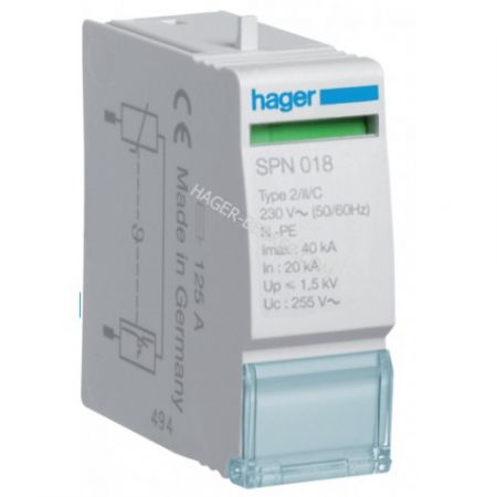 (SPN018) Вставний модуль для розрядника, 1п, 40kA, 255В, Up=1,5kB , Hager