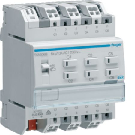 (TXA606B) Викон.пристрій для освітлення/жалюзі KNX-easylink 6/3-канальний, 10A, Hager