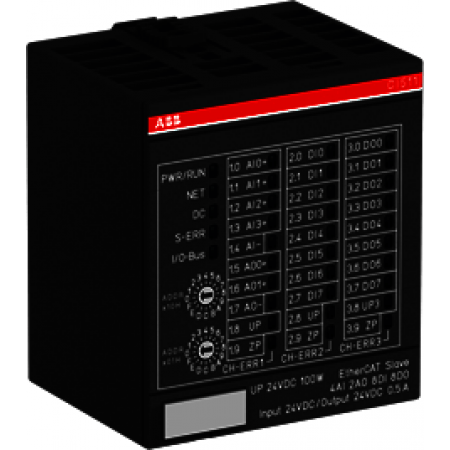 (1SAP220900R0001) CI511-ETHCAT Модуль входів/виходів, =24 В, 8DI/8DO/4AI 2AO, інтерфейсний, EtherCAT, ABB
