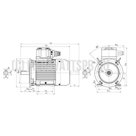 141 for M2AA225_IE2 Габаритный чертеж с привязкой