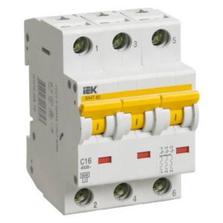 (MVA41-3-004-C) Авт.выкл. ВА 47-60 3Р  4А 6 кА  х-ка С IEK