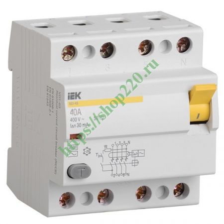 (MDV10-4-040-030) УЗО ВД1-63 4Р  40А  30мА IEK