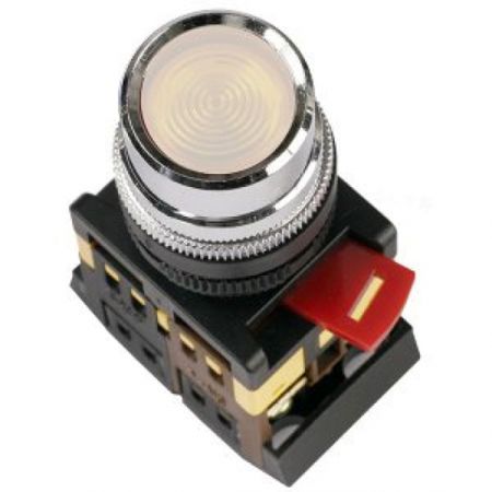 (BBT10-ABLF-K08) Кнопка ABLF-22 прозрачный d22мм неон/240В 1з+1р IEK