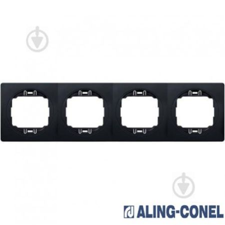 E6704.EE Рамка 4-на Aling-Conel EON E6704.EE горизонт., чорний глянець-чорна