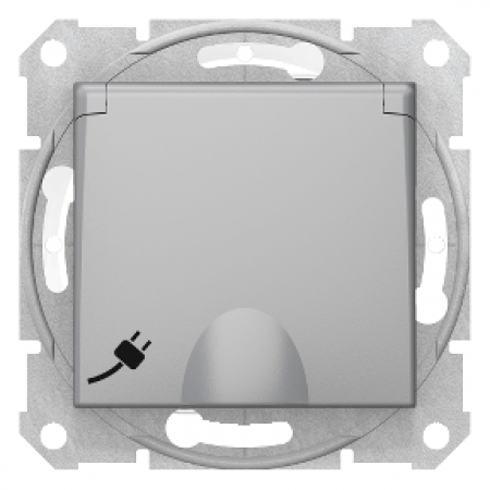 (SDN3100360) РОЗЕТКА IP44 З КРИШК. І ШТОРК. АЛЮМ.