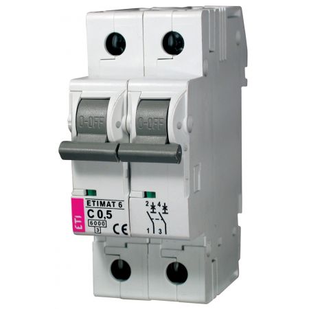 (2143501) Авт. выключатель ETIMAT 6  2p C 0,5A (6kA), ETI