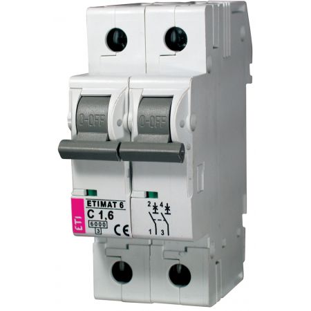 (2143507) Авт. выключатель ETIMAT 6  2p C 1,6A (6kA), ETI