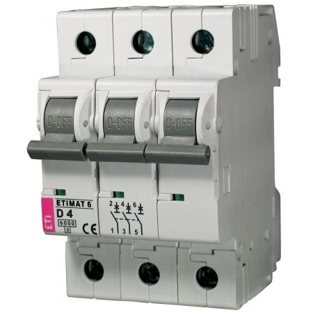 (2164510) Авт. выключатель ETIMAT 6  3p D  4A (6kA), ETI