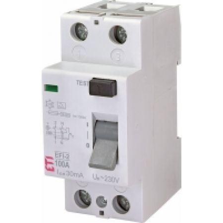 (2062535) Реле дифференциальное (УЗО) EFI-2 100/0,3 тип AC (10kA), ETI