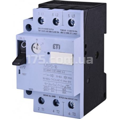 (4646625) Авт. выключатель защиты двигателя MSP0-16 (7,5 kW, 10-16A), ETI