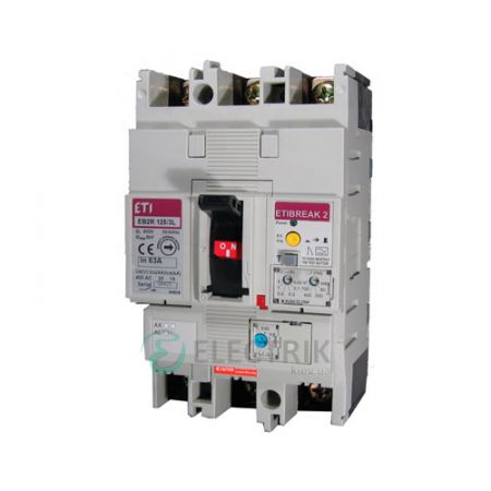 (4671515) Авт. выключатель EB2R-M 125/3L 50A (25kA, (0.63-1)In/(12)In, с блоком УЗО) 3P, ETI