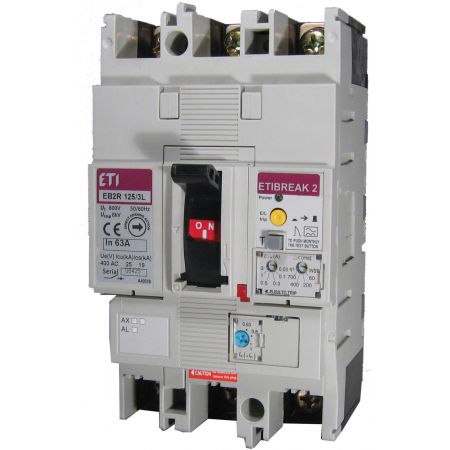 (4671523) Авт. выключатель EB2R-M 125/4L 100A (25kA, (0.63-1)In/(12)In, с блоком УЗО) 4P, ETI
