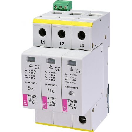 (2440400) Ограничитель перенапряжения ETITEC C T2 275/20 (3+0) 3p, RC, ETI
