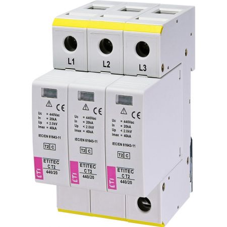 (2440411) Ограничитель перенапряжения ETITEC C T2 440/20 (3+0) 3p, ETI